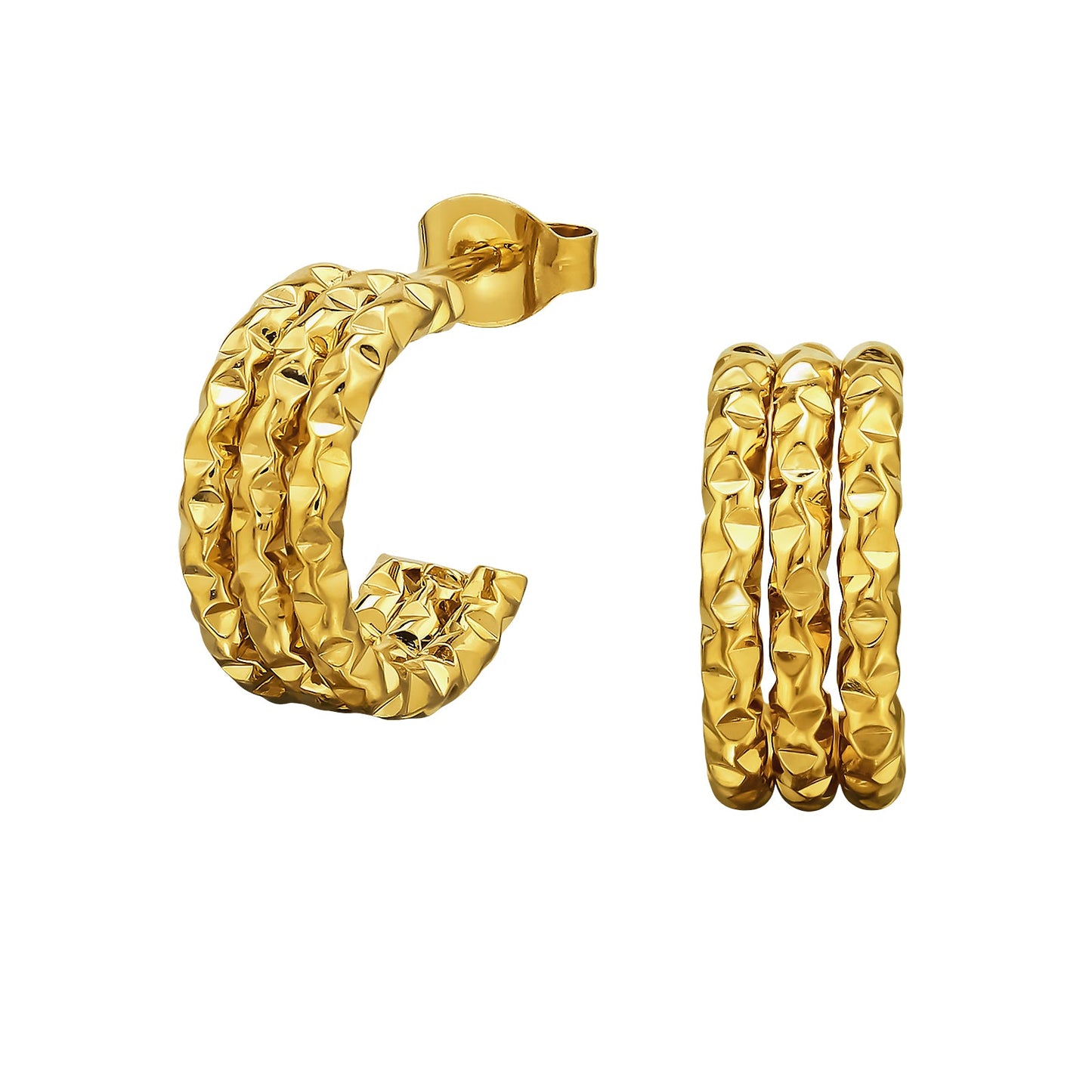 brede hoops 18k guldbelagt diamond textur